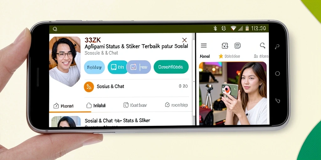 Tampilan antarmuka aplikasi 33ZK dengan beragam stiker kreatif.
