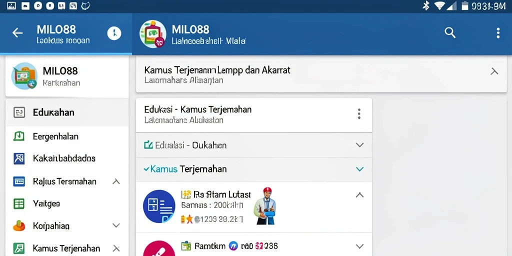 Tampilan antarmuka aplikasi MILO88 yang intuitif dan mudah digunakan.