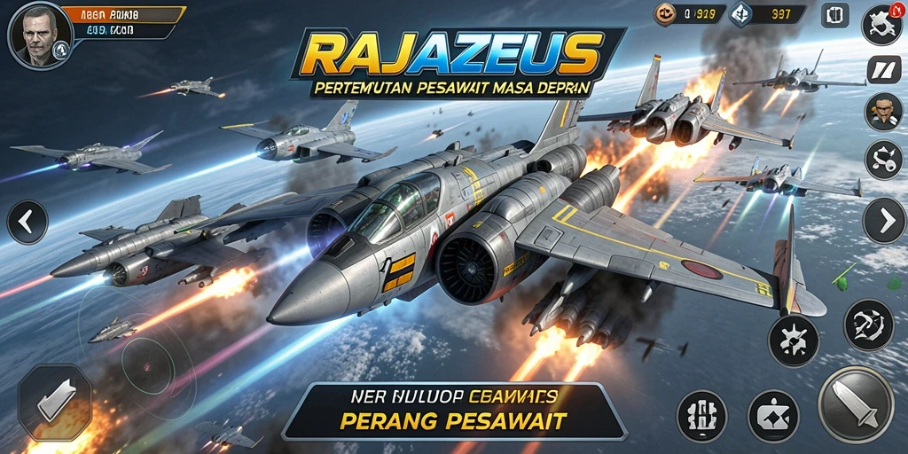 Antarmuka RAJAZEUS yang menarik di tengah pertempuran pesawat.