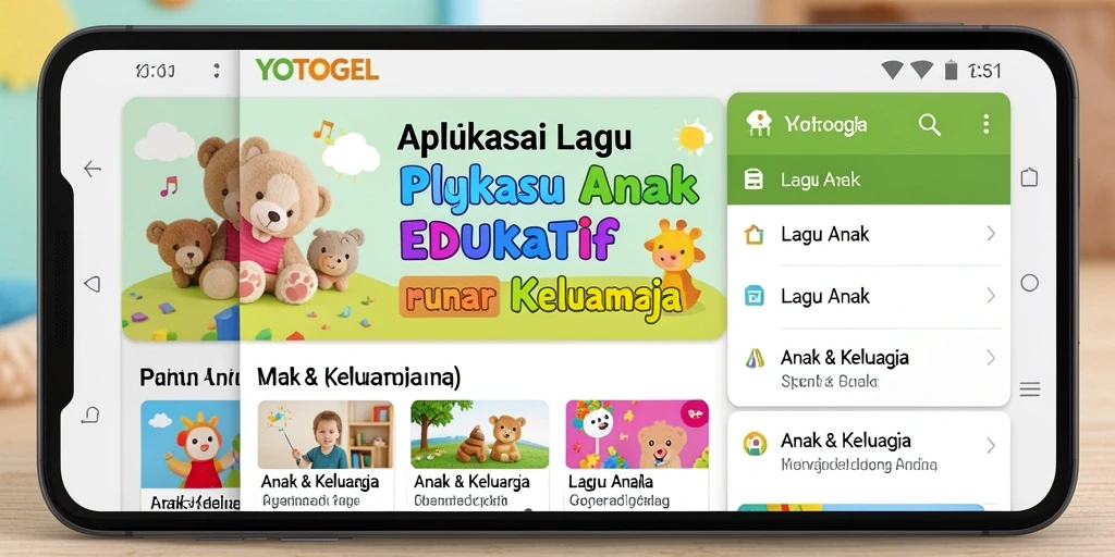 Antarmuka YOTOGEL menampilkan koleksi lagu anak yang menarik.