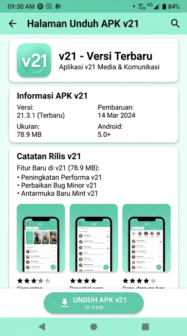 Tampilan halaman APK v21