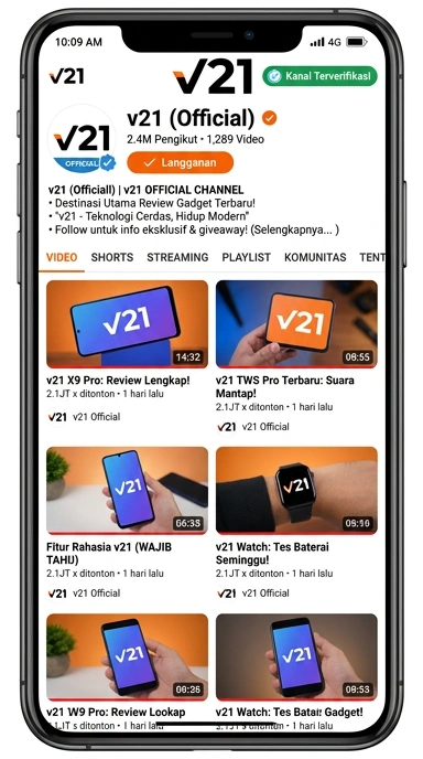 Tampilan kanal resmi v21